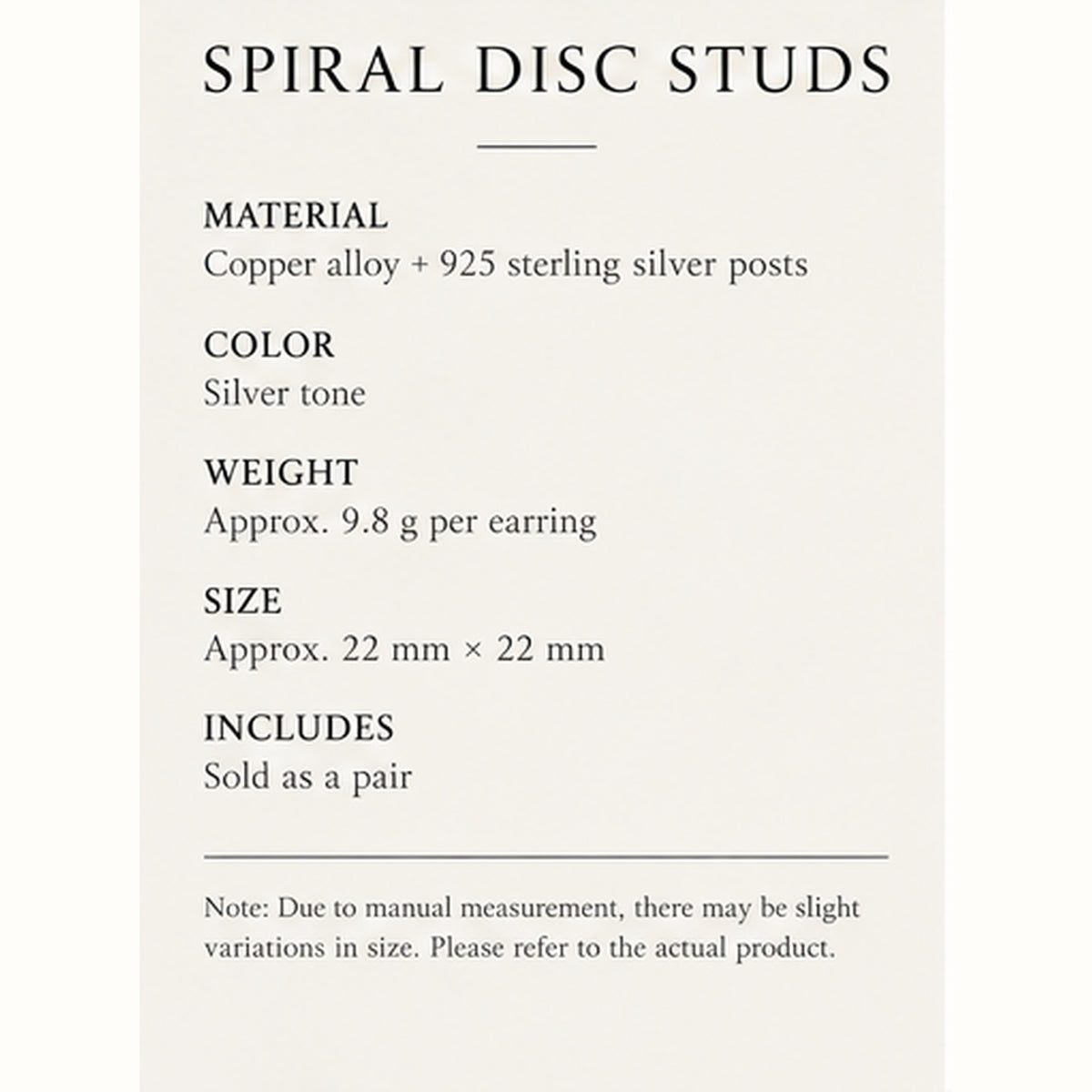 Spiral Disc Studs